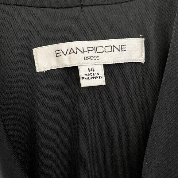 Evan-Picone Women’s Black Halter Sleeveless Tiered Knee-Length Dress Size 14 - Picture 3 of 5